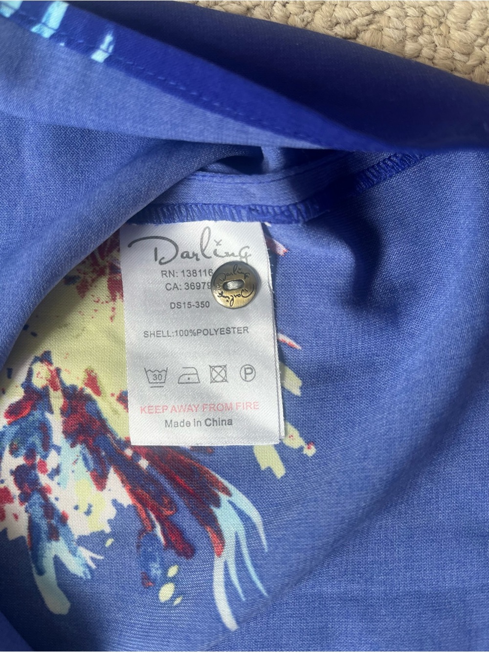 Dalia Navy Blue Floral Bell Sleeve Blouse Small - Picture 3 of 3